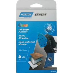 Lot de 5 patins abrasifs, NORTON, 102 x 152 mm grains 40