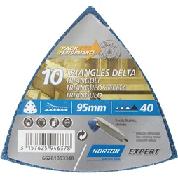 Lot de 10 patins abrasifs, NORTON, 93 x 93 mm grains 40