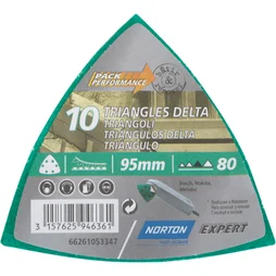 Lot de 10 patins abrasifs, NORTON, 93 x 93 mm grains 80