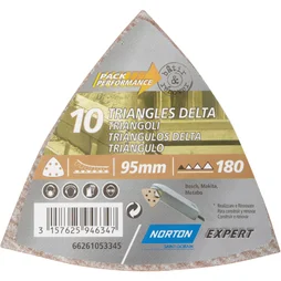 Lot de 10 patins abrasifs, NORTON, 93 x 93 mm grains 180