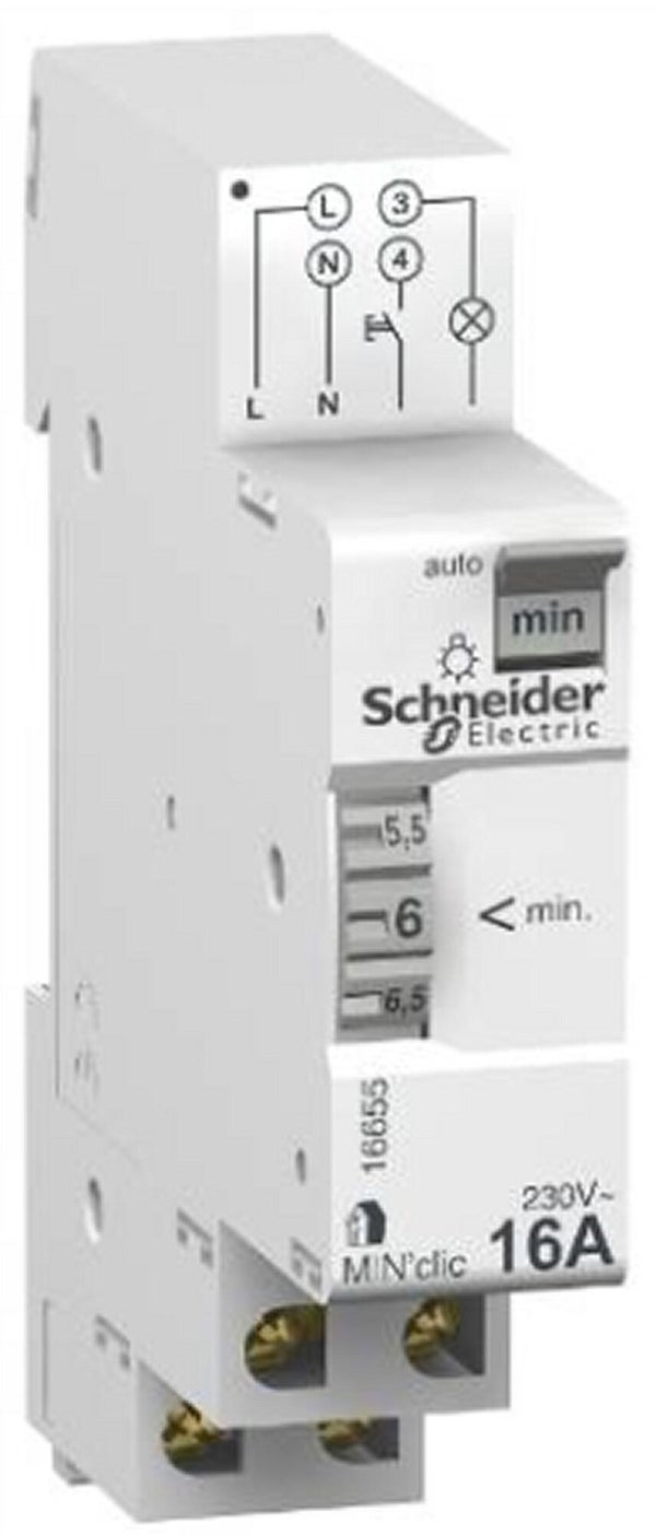 Minuterie 1 contact 16A/250Vca - réglage par molette Resi9, SCHNEIDER ELECTRIC