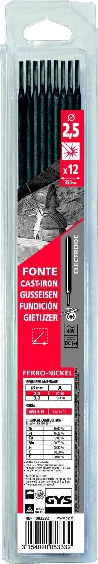 Lot De 12 Électrodes Fonte Diamètre 2.5Mm Gys 083332
