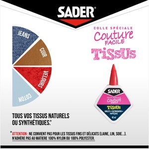 Colle d'assemblage couture/tissus deco sader biberon 40ml