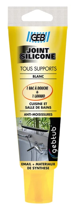 Mastic silicone joint tous supports 100 ml GEB, blanc