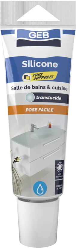 Mastic silicone joint tous supports 100 ml GEB, transparent