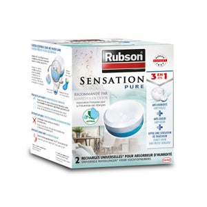 Absorbeur d'humidité avec une recharge RUBSON 3 en 1 sensation, 12 m²