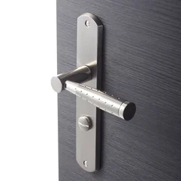 2 Poignées De Porte Nine Condamnation Inspire, Zinc Entraxe 195 Mm