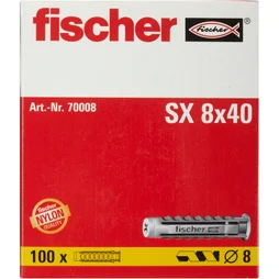 Lot De 100 Chevilles À Expansion Sx Fischer, Diam.8 X L.40 Mm