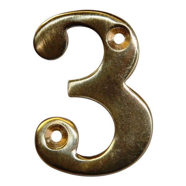 Chiffre 3 En Laiton Poli H.5.1 X L.3.5 Cm