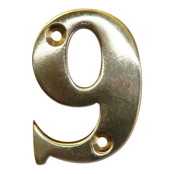 Chiffre 9 En Laiton Poli H.5.1 X L.3.5 Cm