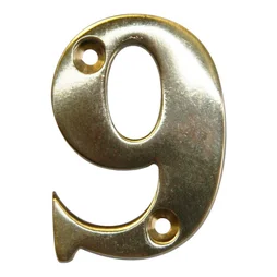 Chiffre 9 En Laiton Poli H.5.1 X L.3.5 Cm