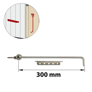 Crochet Crémaillère Inox Brossé, H.25 X L.300 X P.20 Mm