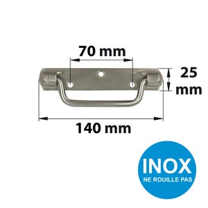 Poignée Sur Platine Inox, H.40 X L.140 X P.15 Mm