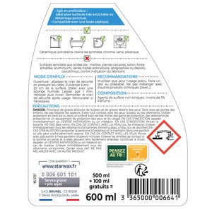 Anticalcaire Detartrant Surpuissant Salle De Bains 500Ml+20% Gratuit Starwax0.6