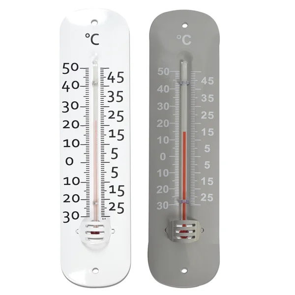 Thermomètre métal décor rouge uni 19.5 cm