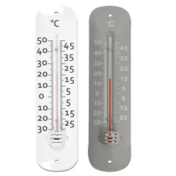 Thermomètre métal décor rouge uni 19.5 cm