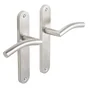 2 poignées sur plaque sans trou Margaud inox nickel brillant, entraxe 195 mm