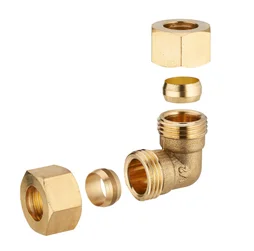 Raccord Coudé 90° Biconique Laiton D.18 Pour Tube En Cuivre
