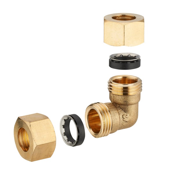 Raccord Coudé 90° Rapide Laiton D.16 Pour Tube En Cuivre