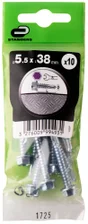 Lot de 10 vis tole tête héxagonale en acier zingué, STANDERS, diam. 5.5 x L.38 mm