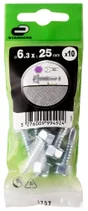 Lot de 10 vis tole tête héxagonale en acier zingué, STANDERS, diam. 6.3 x L.25 mm