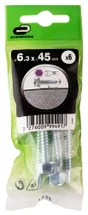 Lot de 6 vis tole tête héxagonale en acier zingué, STANDERS, diam. 6.3 x L.45 mm