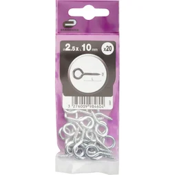 Lot De 20 Pitons À Visser Acier Zingué, Diam.2.5 X L.10 Mm, Standers