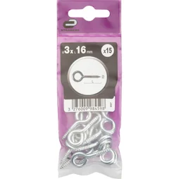 Lot De 15 Pitons À Visser Acier Zingué, Diam.3 X L.16 Mm, Standers