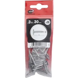 Clous Spécial Béton Acier, Standers Tête Homme, Diam.3 X L.30 Mm