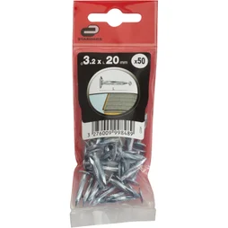 Clous Spécial Toitures Acier, Standers Tête Plate Large, Diam.3.2 X L.20 Mm