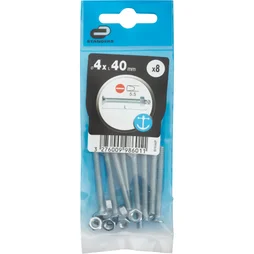 Lot de 8 boulons autofraisée à tête plate fendue en acier, STANDERS, L.40.0 x diam. 4 mm