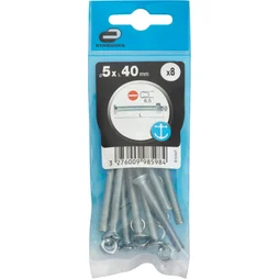 Lot de 8 boulons autofraisée à tête plate fendue en acier, STANDERS, L.40.0 x diam. 5 mm