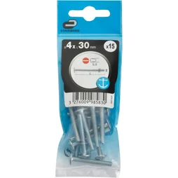 Lot de 15 boulons poêlier en inox, STANDERS, L.30.0 x diam. 4 mm