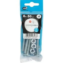 Lot de 6 boulons poêlier en inox, STANDERS, L.50.0 x diam. 6 mm