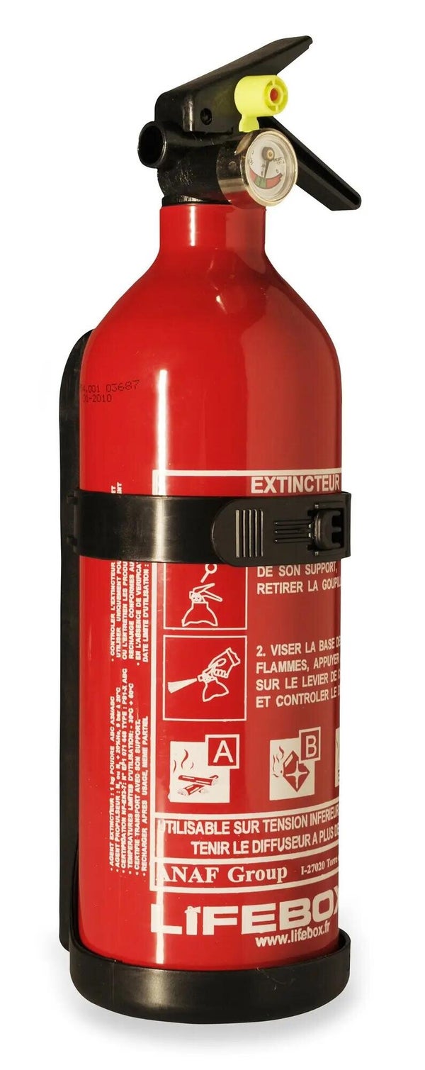 Extincteur poudre 1kg avec nanometre lifebox