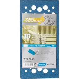 Lot de 10 patins abrasifs NORTON, 115x230 mm, grains 40