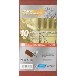 Lot De 10 Patins Abrasifs Norton, 93X185 Mm, Grains 120