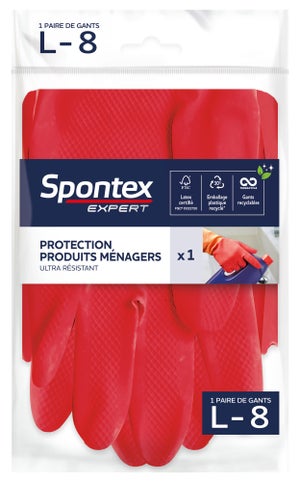 Gants De Protection Produits Ménagers Spontex Expert, Taille L