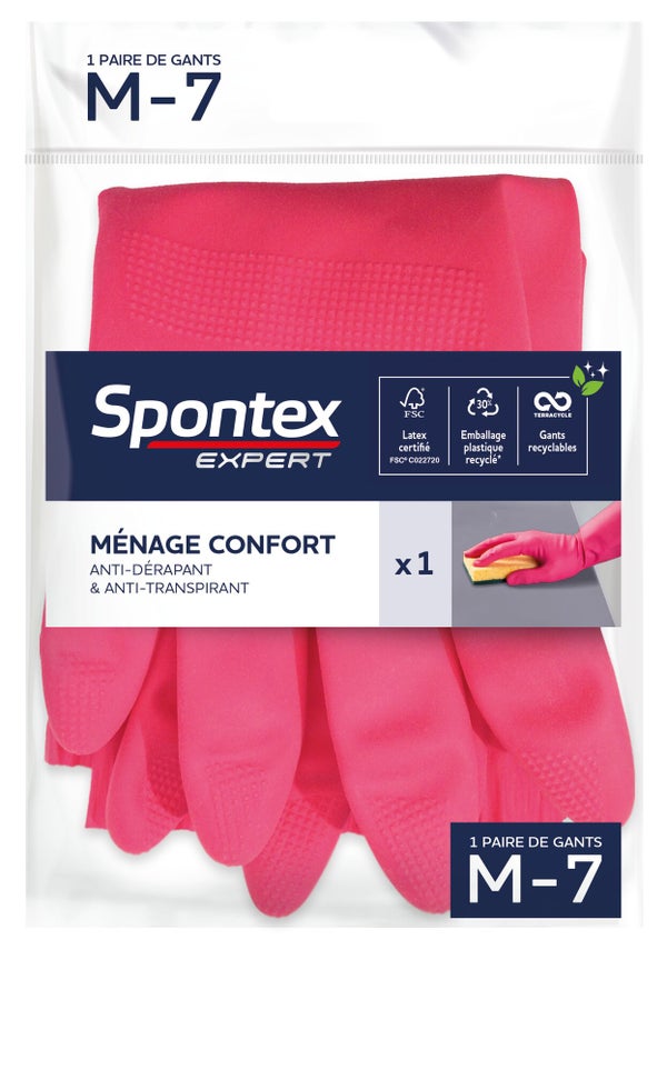 Gants Ménage Confort Spontex Expert, Taille M