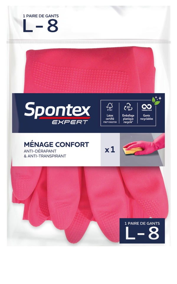 Gants Ménage Confort Spontex Expert, Taille L