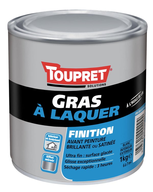 Enduit Gras À Laquer Toupret Gras À Laquer 1 Kg En Pâte, Intérieur / Extérieur