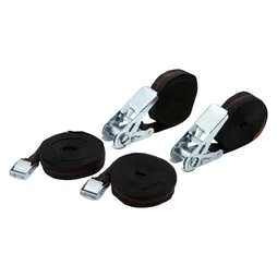 2 sangles à griffes 25mmx5m + 2 Sangles à cliquet 25mmx5m noir premier prix