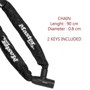 Chaîne antivol vélo, MASTER LOCK, L.0.9 m x diam.8 mm