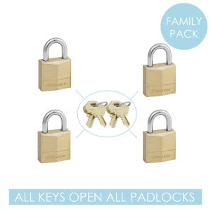 Lot de 4 cadenas à clé MASTER LOCK laiton, l.20 mm