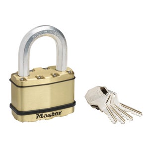 Cadenas à clé en acier laminé, MASTER LOCK, l.64 mm