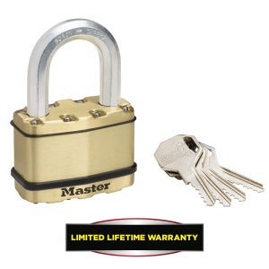 Cadenas à clé en acier laminé, MASTER LOCK, l.64 mm