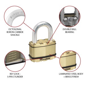 Cadenas à clé en acier laminé, MASTER LOCK, l.64 mm