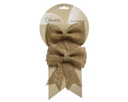 Deco Noel a suspendre jute nœud argent pailette 13x12x1,5cm -unite