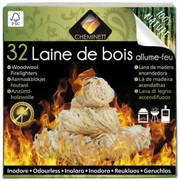 Allume-feu laine de bois CHEMINETT boite de 32