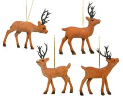 Deco Noel a suspendre plastique renne brun 13x12x2cm 4 variantes